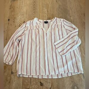 Splendid Linen White Pink Striped Blouse Women’s M Beachy Breathable Casual Top